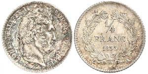 1/4 Franc Monarquía de Julio (1830-1848) Plata Luis Felipe I de Francia  (1773 -1850)