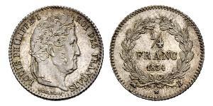 1/4 Franc 七月王朝 (1830 - 1848) 銀 路易-菲利普一世 (1773 -1850)