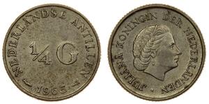 1/4 Gulden Antille Olandesi (1954 – 2010) Argento Juliana of the Netherlands (1909 – 2004)