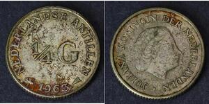 1/4 Gulden Antille Olandesi (1954 – 2010) Argento Juliana of the Netherlands (1909 – 2004)