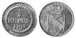 1/4 Kreuzer Margraviate of Baden (1112 - 1803) 銅 