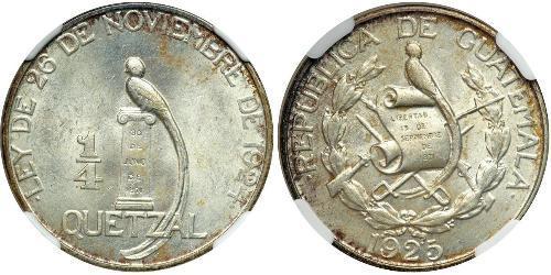 1/4 Quetzal República de Guatemala (1838 - ) Silber 