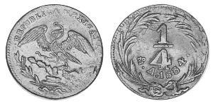 1/4 Real Second Federal Republic of Mexico (1846 - 1863) 銅 