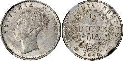 1/4 Rupee Raj britannique (1858-1947) Argent Victoria (1819 - 1901)