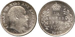 1/4 Rupee Raj Britannico (1858-1947) Argento Edoardo VII (1841-1910)