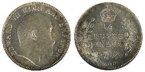 1/4 Rupee Raj Britannico (1858-1947) Argento Edoardo VII (1841-1910)