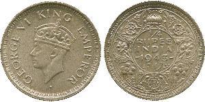 1/4 Rupee Raj Britannico (1858-1947) Argento Giorgio VI (1895-1952)