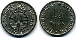 1/4 Rupee Portugiesisch-Indien (1510-1961) Kupfer/Nickel 