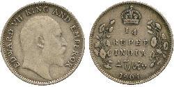 1/4 Rupee Raj Británico (1858-1947) Plata Eduardo VII (1841-1910)