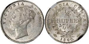 1/4 Rupee Raj Británico (1858-1947) Plata Victoria (1819 - 1901)