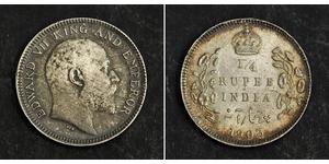 1/4 Rupee Raj Británico (1858-1947) Plata Eduardo VII (1841-1910)