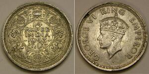 1/4 Rupee British Raj (1858-1947) Silver George VI (1895-1952)