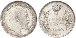 1/4 Rupee British Raj (1858-1947) Silver Edward VII (1841-1910)
