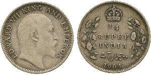 1/4 Rupee British Raj (1858-1947) Silver Edward VII (1841-1910)
