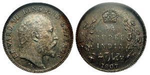 1/4 Rupee British Raj (1858-1947) Silver Edward VII (1841-1910)