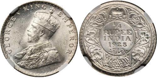 1/4 Rupee British Raj (1858-1947) Silver George V of the United Kingdom (1865-1936)