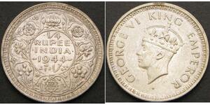 1/4 Rupee 英属印度 (1858 - 1947) 銀 乔治六世 (1895-1952)