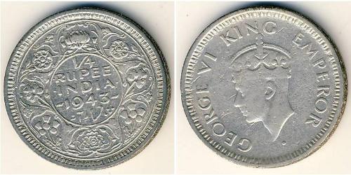1/4 Rupee 英属印度 (1858 - 1947) 銀 乔治六世 (1895-1952)