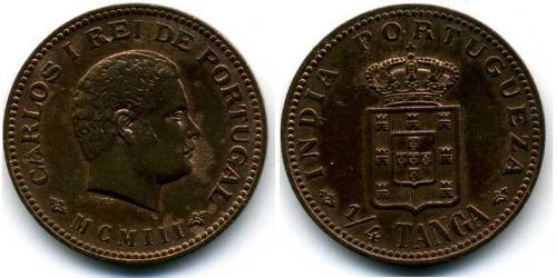 1/4 Tanga India portuguesa (1510-1961) Bronce 