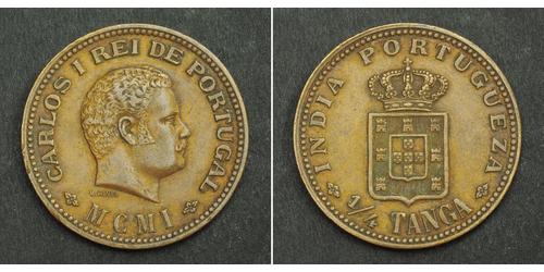 1/4 Tanga India portuguesa (1510-1961) Cobre Carlos I de Portugal (1863-1908)