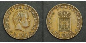1/4 Tanga Индия португальская (1510-1961) Мідь Карлуш I король Португалії (1863-1908)
