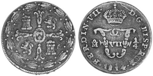 1/4 Tlaco Nouvelle-Espagne (1519 - 1821) Cuivre Ferdinand VII d