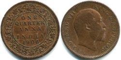1/4 Анна Британська Індія (1858-1947) Мідь 