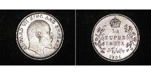 1/4 Рупия Британская Индия (1858-1947) Серебро Эдуард VII (1841-1910)