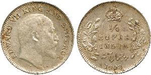 1/4 Рупия Британская Индия (1858-1947) Серебро Эдуард VII (1841-1910)