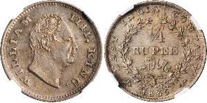 1/4 Рупия Британская империя (1497 - 1949) Серебро Вильгельм IV (1765-1837)