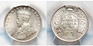 1/4 Рупія Британська Індія (1858-1947) Срібло Георг V (1865-1936)