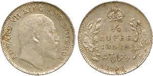 1/4 Рупія Британська Індія (1858-1947) Срібло Едвард VII (1841-1910)