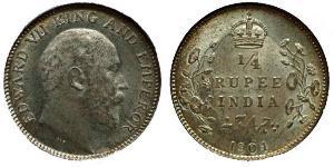 1/4 Рупія Британська Індія (1858-1947) Срібло Едвард VII (1841-1910)