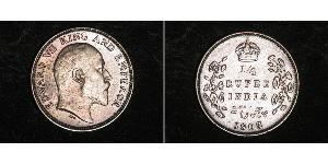 1/4 Рупія Британська Індія (1858-1947) Срібло Едвард VII (1841-1910)