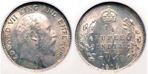 1/4 Рупія Британська Індія (1858-1947) Срібло Едвард VII (1841-1910)