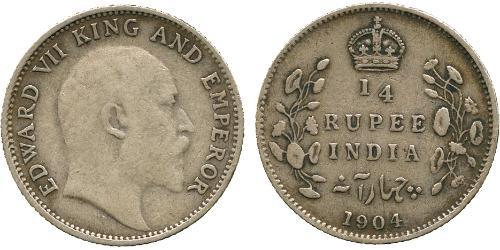 1/4 Рупія Британська Індія (1858-1947) Срібло Едвард VII (1841-1910)