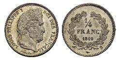 1/4 Франк July Monarchy (1830-1848) Срібло Луі-Філіп I (1773 -1850)