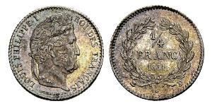 1/4 Франк July Monarchy (1830-1848) Срібло Луі-Філіп I (1773 -1850)