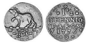 1.5 Pfennig Anhalt-Bernburg (1603 - 1863) Cobre Frederick Albert, Prince of Anhalt-Bernburg (1735 – 1796)