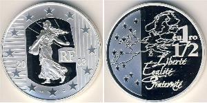 1.5  Евро Пятая французская республика (1958 - ) Серебро 