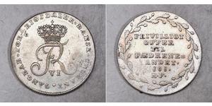 1/6 Rigsdaler Dinamarca Plata Federico VI de Dinamarca (1768 -1839)