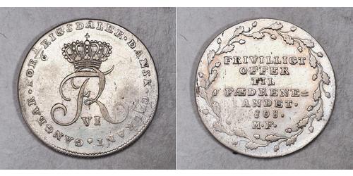 1/6 Rigsdaler Данія Срібло Фредерик VI, король Данії (1768 -1839)