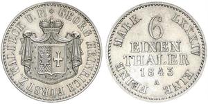 1/6 Thaler Principauté de Waldeck-Pyrmont (1180 - 1918) Argent Georges II de Waldeck-Pyrmont