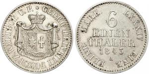 1/6 Thaler Principauté de Waldeck-Pyrmont (1180 - 1918) Argent Georges II de Waldeck-Pyrmont