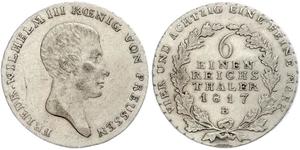 1/6 Thaler Royaume de Prusse (1701-1918) Argent Frédéric-Guillaume III de Prusse (1770 -1840)