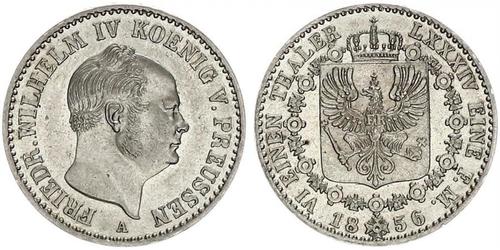 1/6 Thaler Royaume de Prusse (1701-1918) Argent Frédéric-Guillaume IV de Prusse (1795 - 1861)