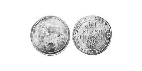 1/6 Thaler Anhalt-Bernburg (1603 - 1863) Argento Alessio Federico Cristiano di Anhalt-Bernburg(1767 – 1834)