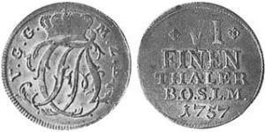 1/6 Thaler Principato di Ansbach (1398–1792) Argento Cristiano Federico di Brandeburgo-Ansbach(1736 – 1806)