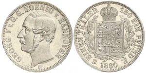 1/6 Thaler Regno di Hannover (1814 - 1866) Argento Giorgio V di Hannover (1819 - 1878)