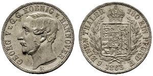 1/6 Thaler Regno di Hannover (1814 - 1866) Argento Giorgio V di Hannover (1819 - 1878)